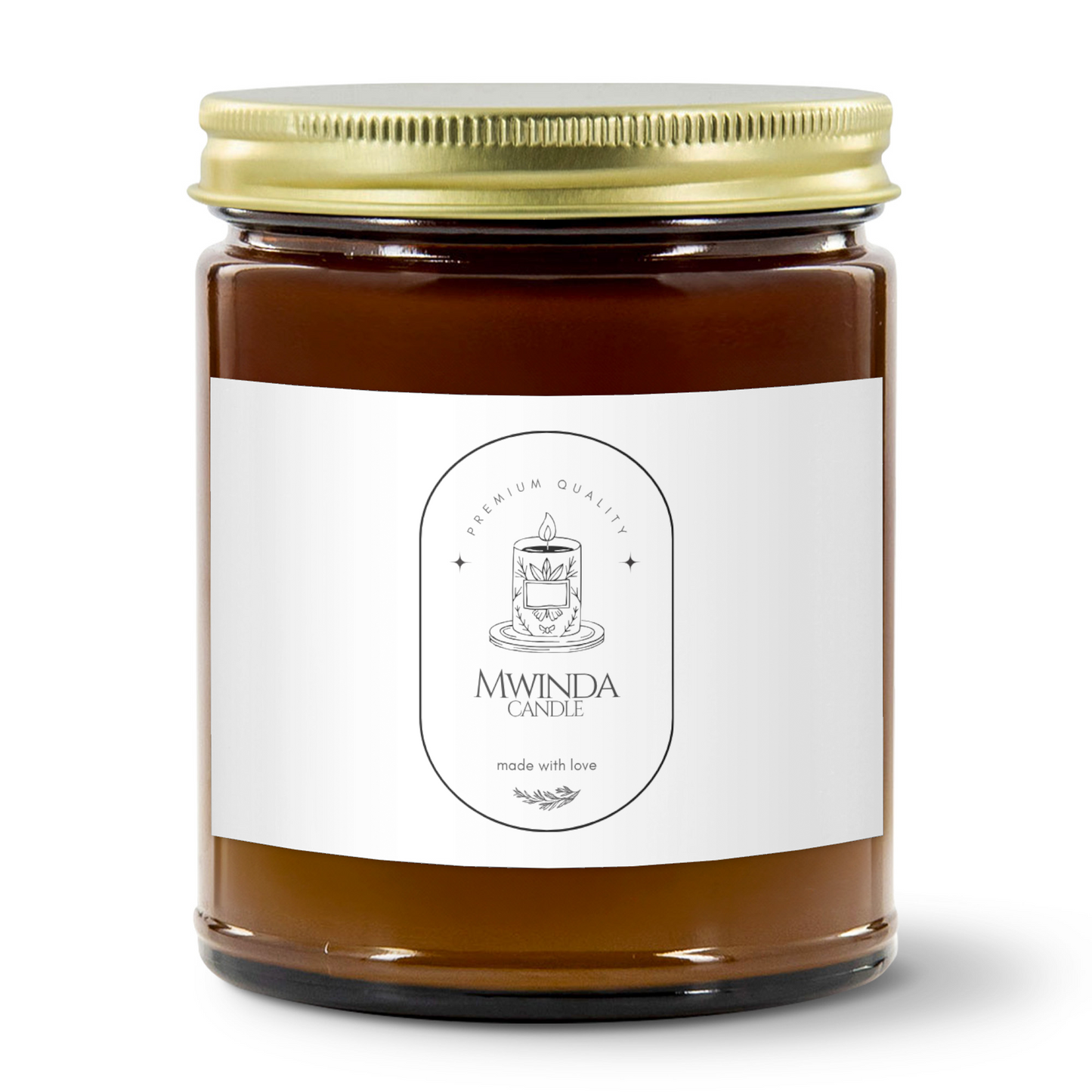 Vanilla Bean Scented Candle β 9oz Amber Jar with Gold Lid | Clean Burning Soy Wax Candle for Home & Gifts