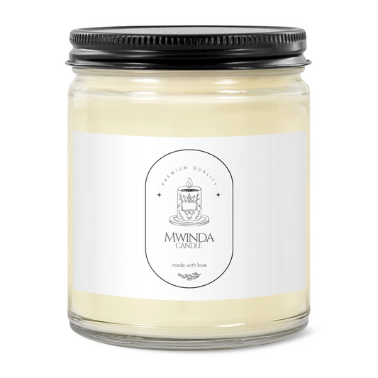 Eucalyptus Lavender Scented Candle – 9oz Clear Glass Jar with Matte Black Lid | Calming Herbal Soy Candle for Relaxation & Home