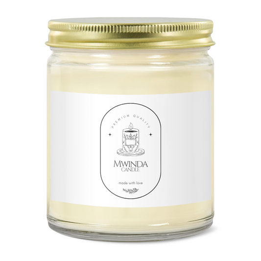 White Sage & Lavender Scented Candle – 9oz Clear Glass Jar with Gold Lid | Calming Herbal Soy Candle for Relaxation & Home